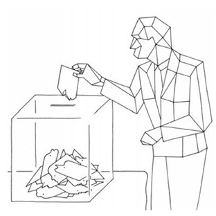 Illustration représentant un individu qui vote